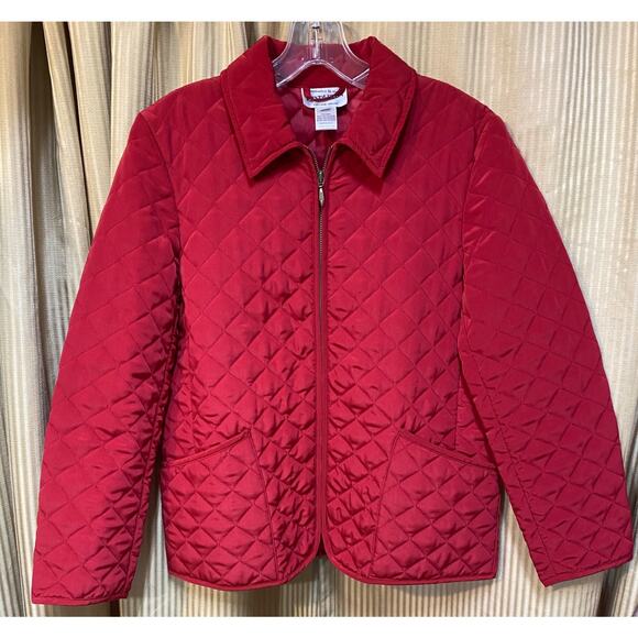Pendleton Womens Quilted Jacket Size S Full Zip Red Pockets Lightweight Long Slv - Picture 1 of 11